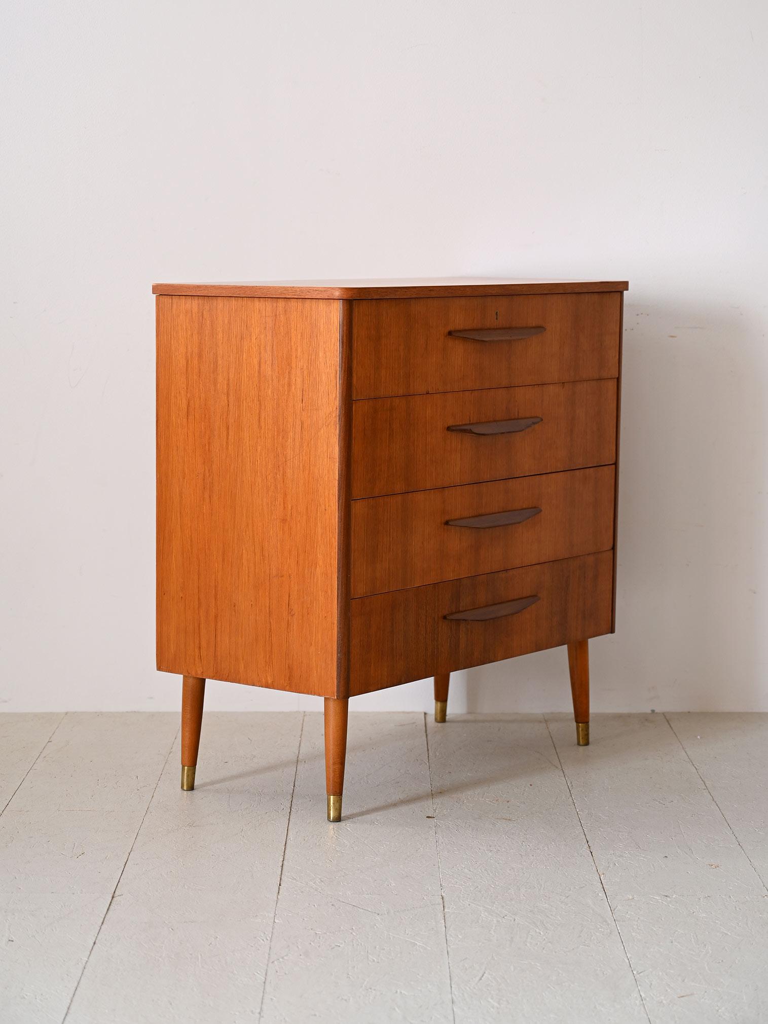 Scandinavian Nordic chest of drawers with wooden handles For Sale