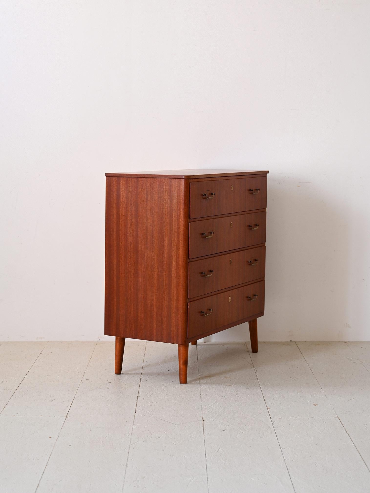 Scandinavian Modern Nordic vintage mahogany chest of drawers For Sale