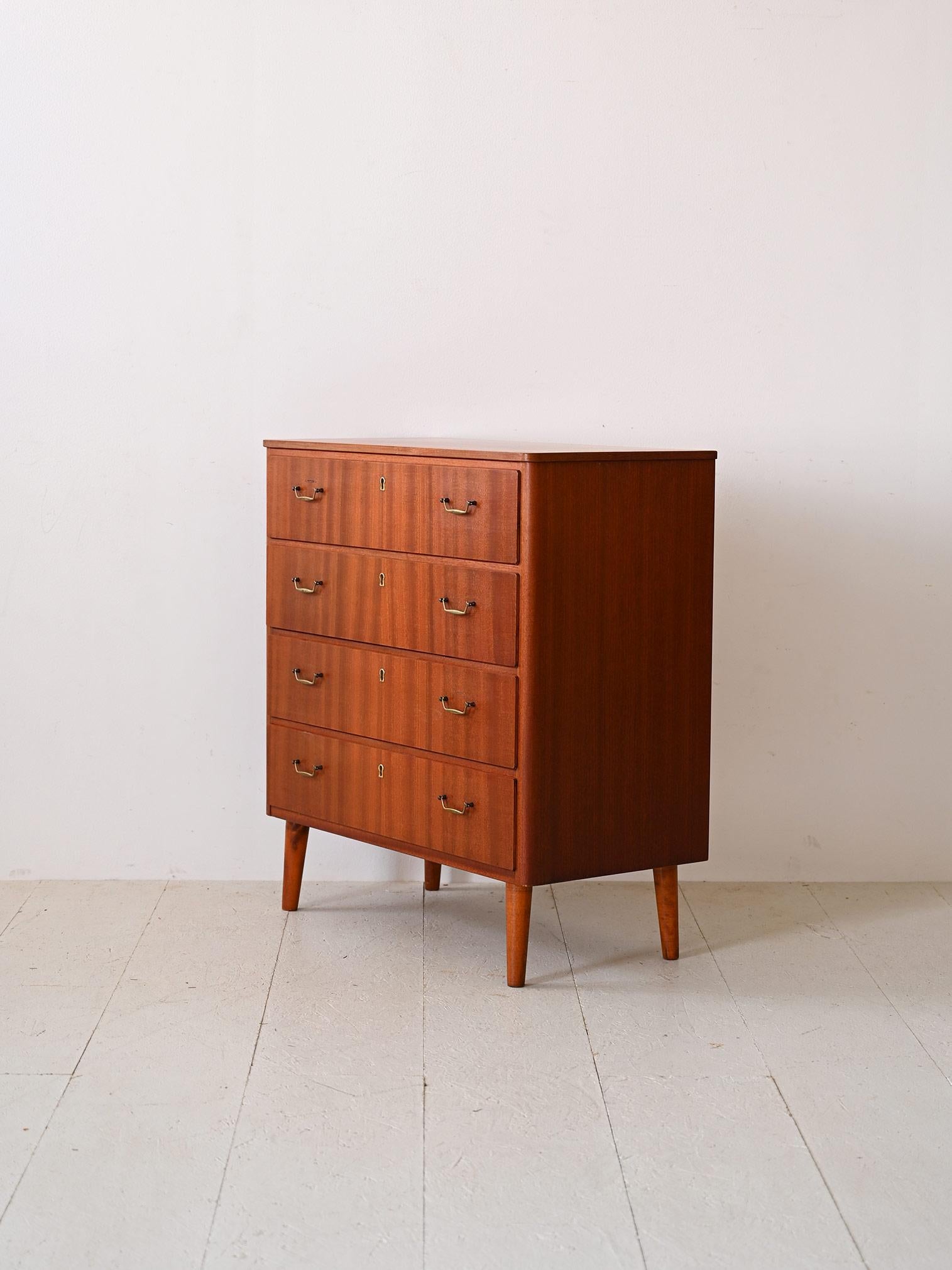 Scandinavian Nordic vintage mahogany chest of drawers For Sale