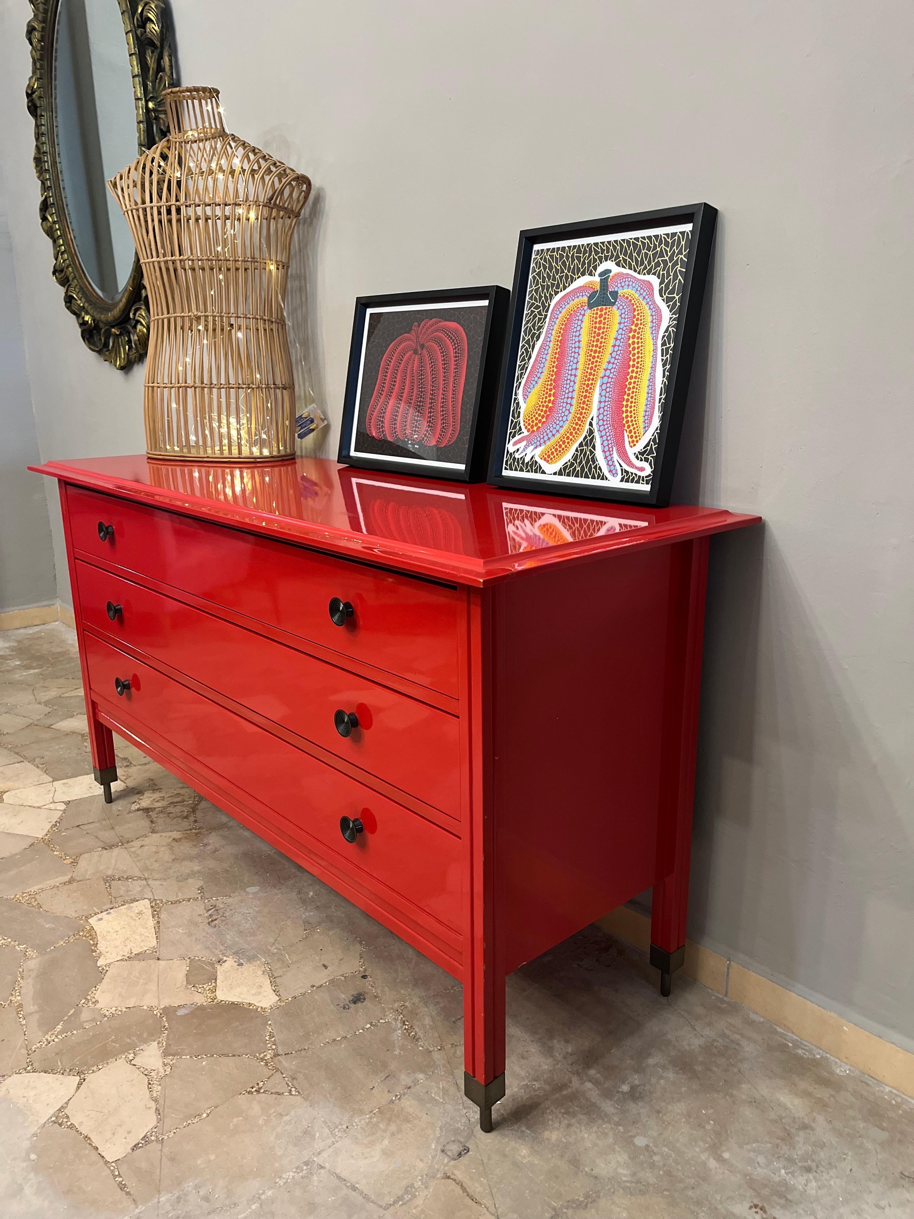 Cassettiera rossa in legno di Carlo De Carli per Sormani, anni '60 -Top Design- For Sale 3
