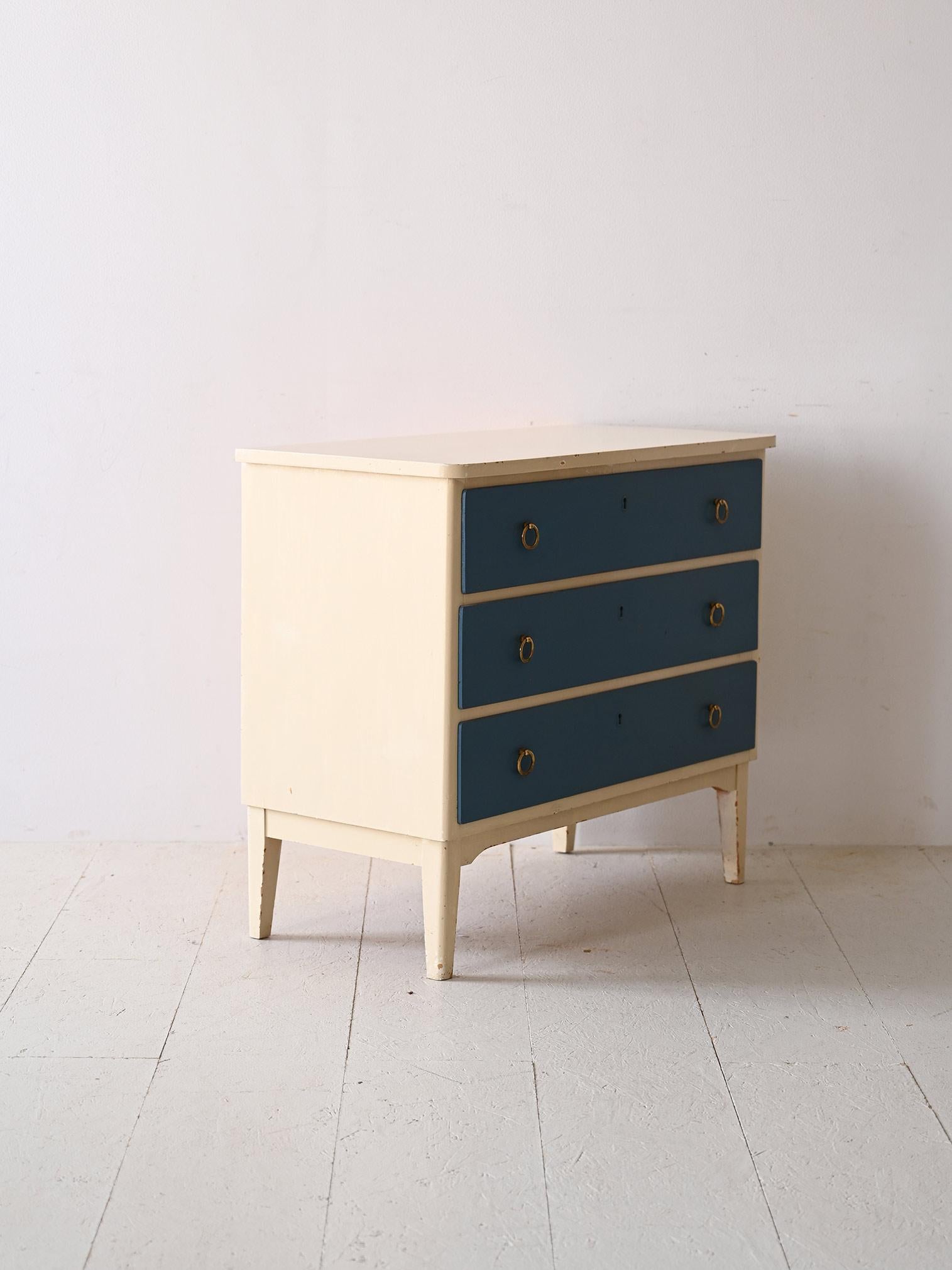 Scandinavian Modern Scandinavian blue and white chest of drawers For Sale