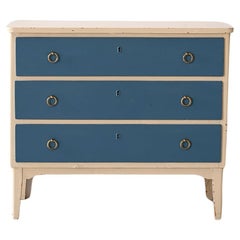 Scandinavian blue and white chest of drawers