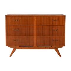 Vintage Scandinavian chest of drawers with metal handles