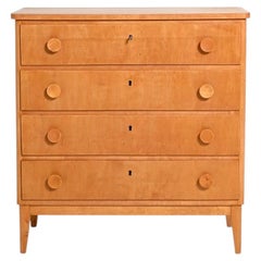Commode scandinave en bouleau, années 50