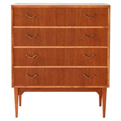 Cassettiera scandinava in mogano quattro cassetti