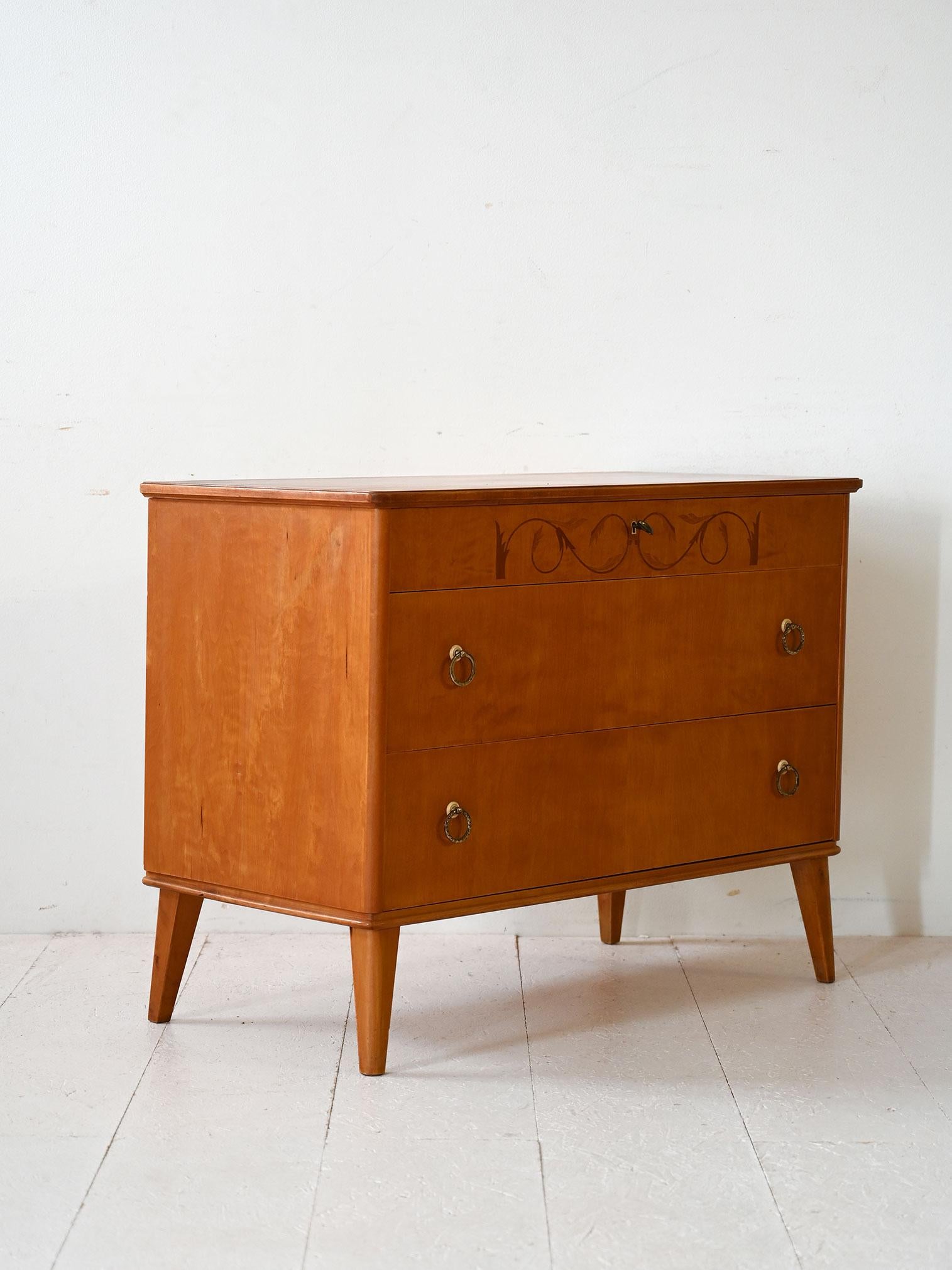 Scandinavian Modern Scandinavian oak and burl chest of drawers For Sale