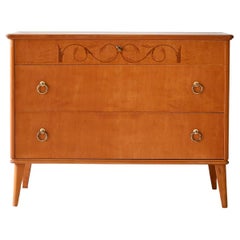Vintage Scandinavian oak and burl chest of drawers