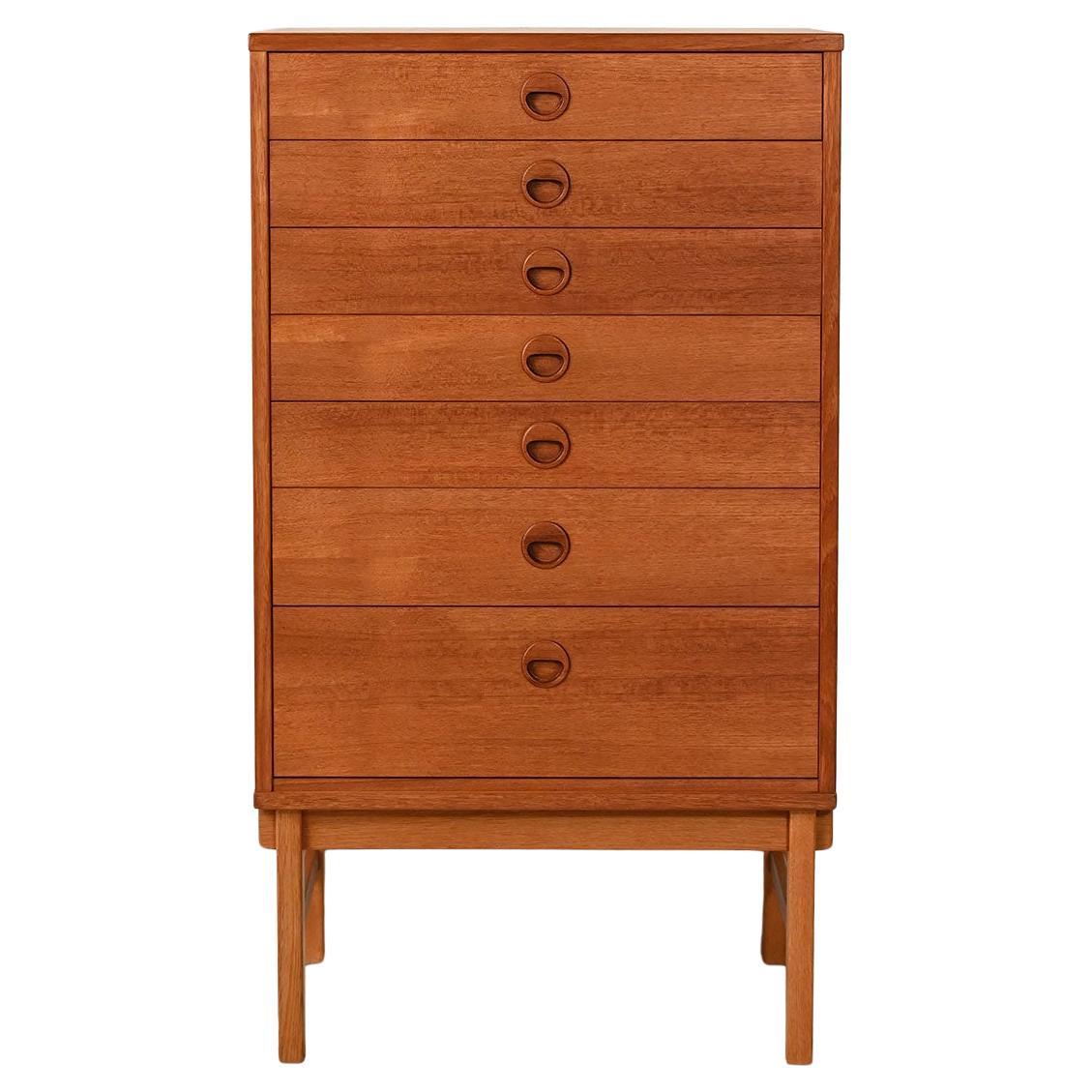Cassettiera scandinava in teak con sei cassetti, anni '60 in vendita