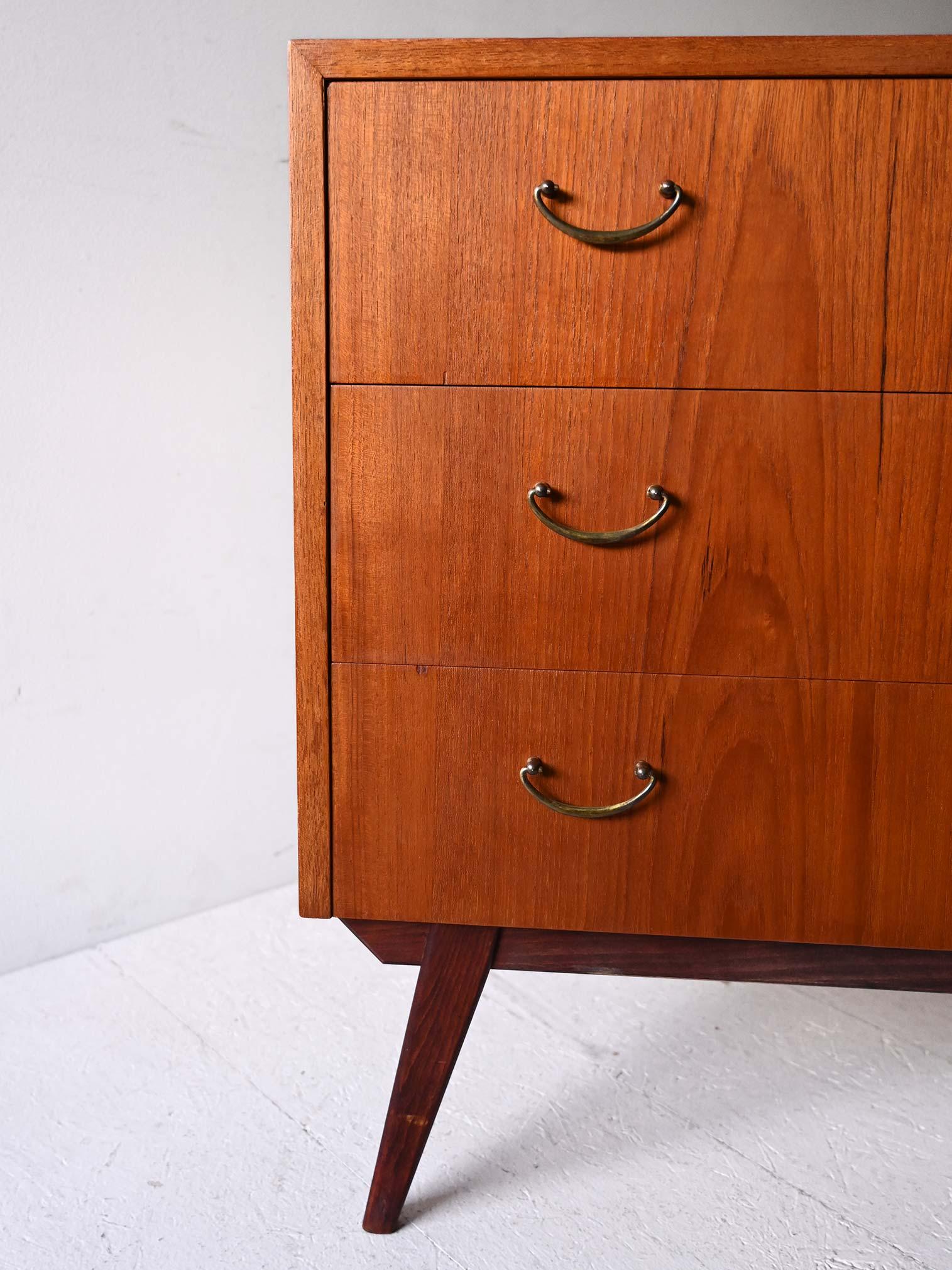 Mid-20th Century Scandinavian teak and mahogany chest of drawers For Sale