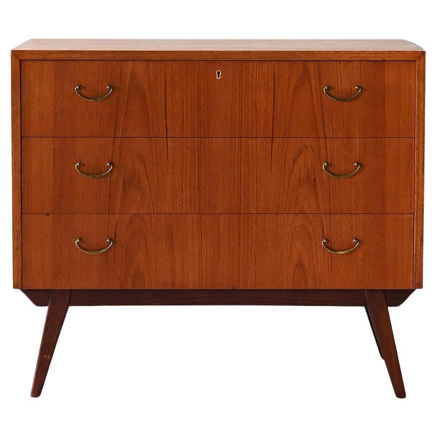 Cassettiera scandinava in teak e mogano