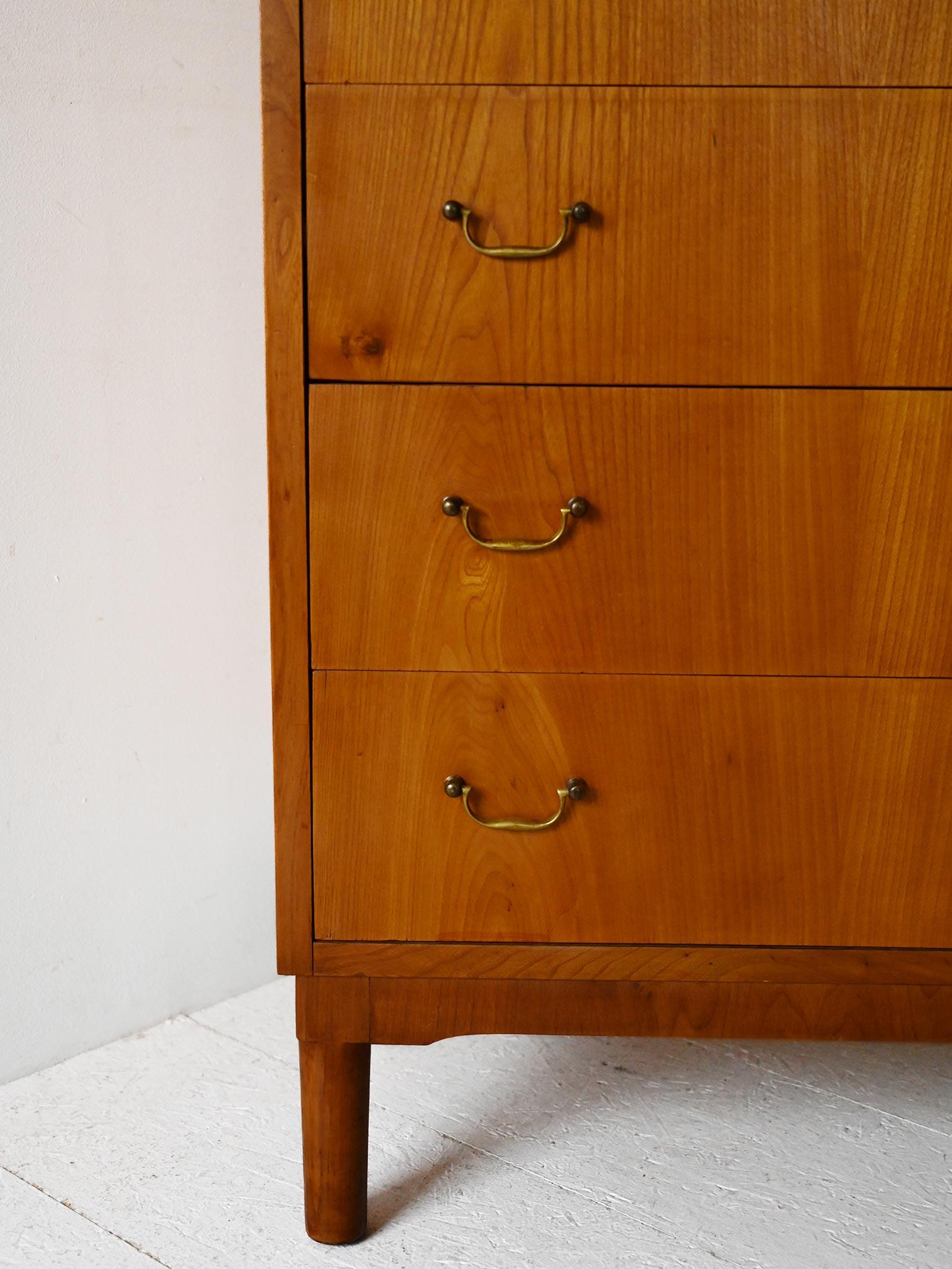 Walnut Scandinavian vintage walnut chest of drawers For Sale