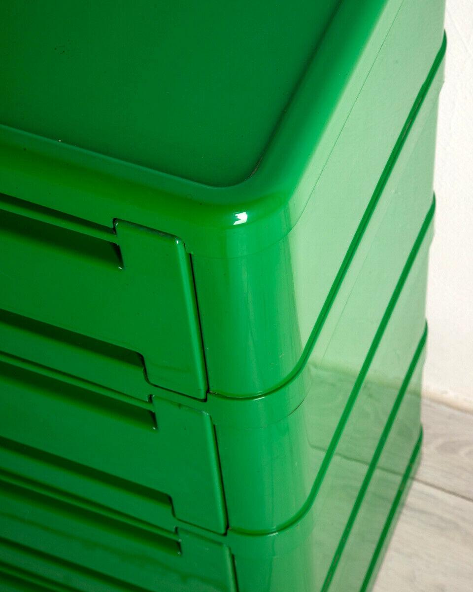 Plastic Cassettiera Verde Vintage Anni 70 Design Von Bhor Per Kartell