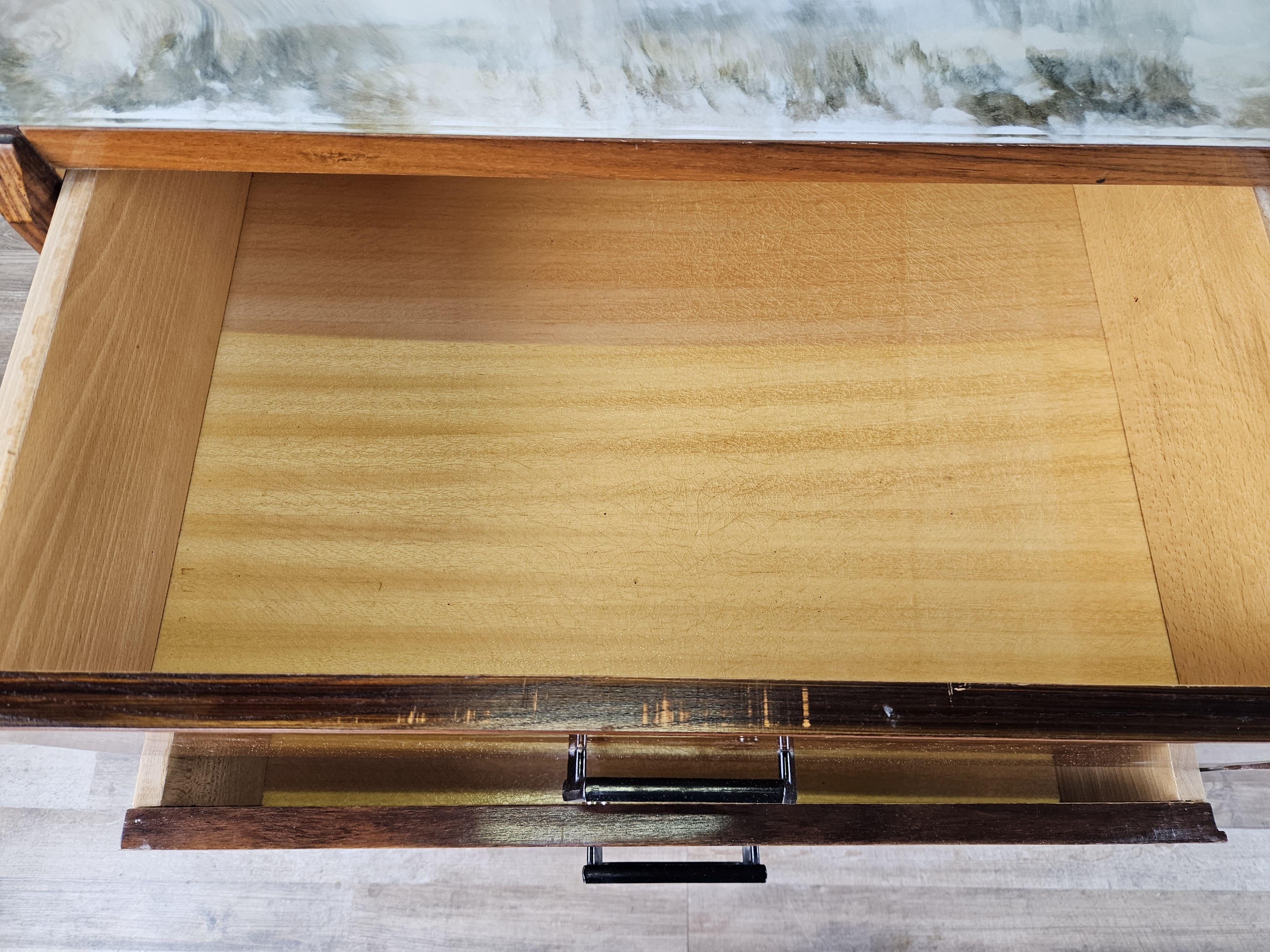 Vintage 1960s teak wood chest of drawers with large mirror For Sale 5