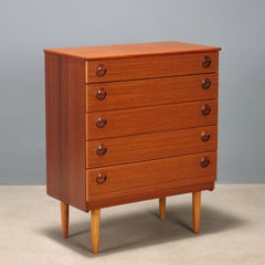 1960-70er Jahre Nordeuropäische Vintage Kommode aus Teakholzfurnier.