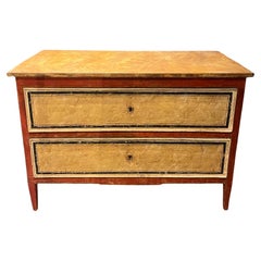 Painted chest of drawers in fir wood 18th century