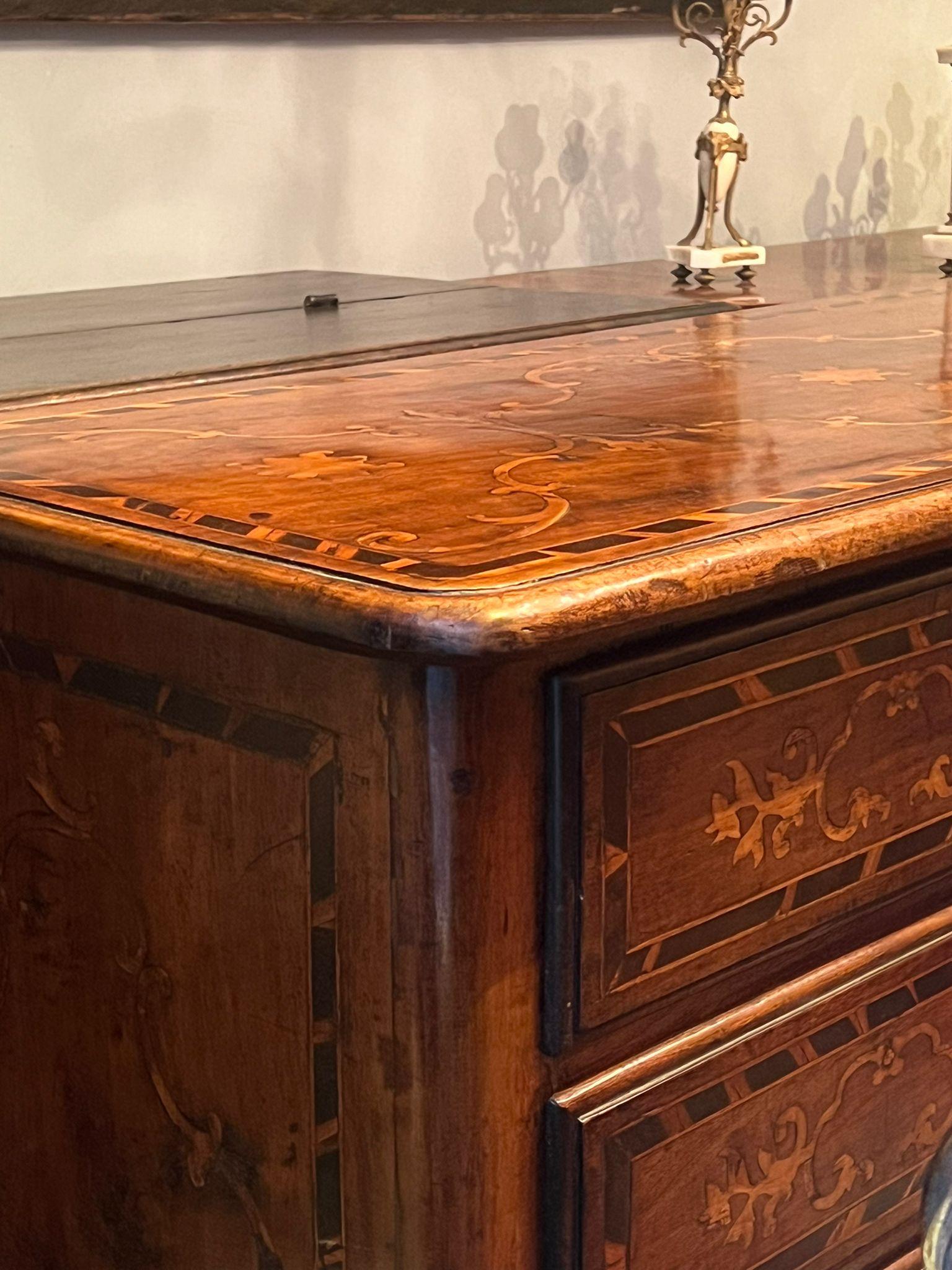  Inlaid solid walnut chest of drawers For Sale 5