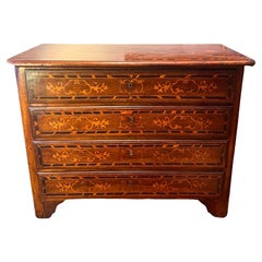 Antique  Inlaid solid walnut chest of drawers