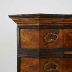 Italian Walnut Chest of Drawers 17th Century Style Four Drawers 1980s