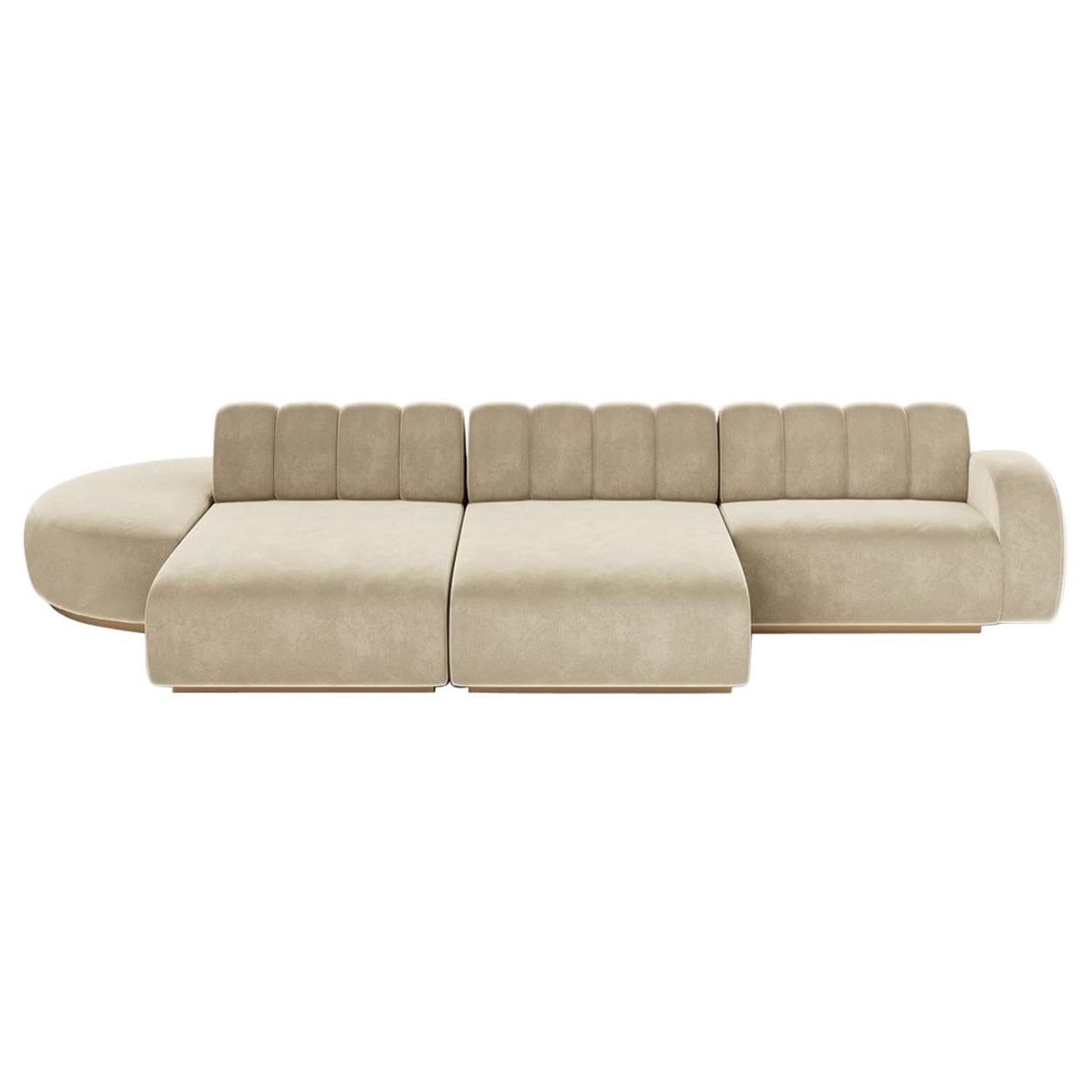 Cassia Modular Sofa in Velvet and Bronze Brass For Sale at 1stDibs