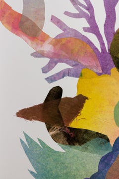 « force de l'inséparable », abstrait, monoimpressions, encre, tissu, motif botanique