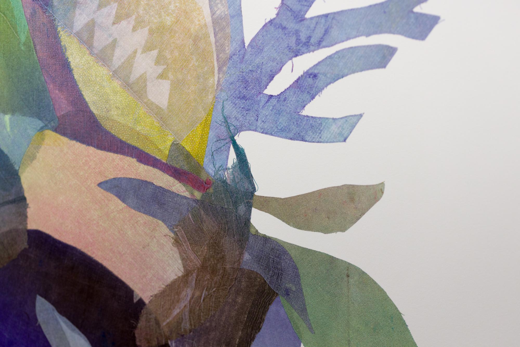 „said the zinnia“, Abstrakt, Collaged Monoprints, Aquarell, Botanicals im Angebot 3