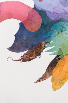 « Quand l'obscurité voit le jour », abstrait, monoimpressions collages, aquarelle, botaniques