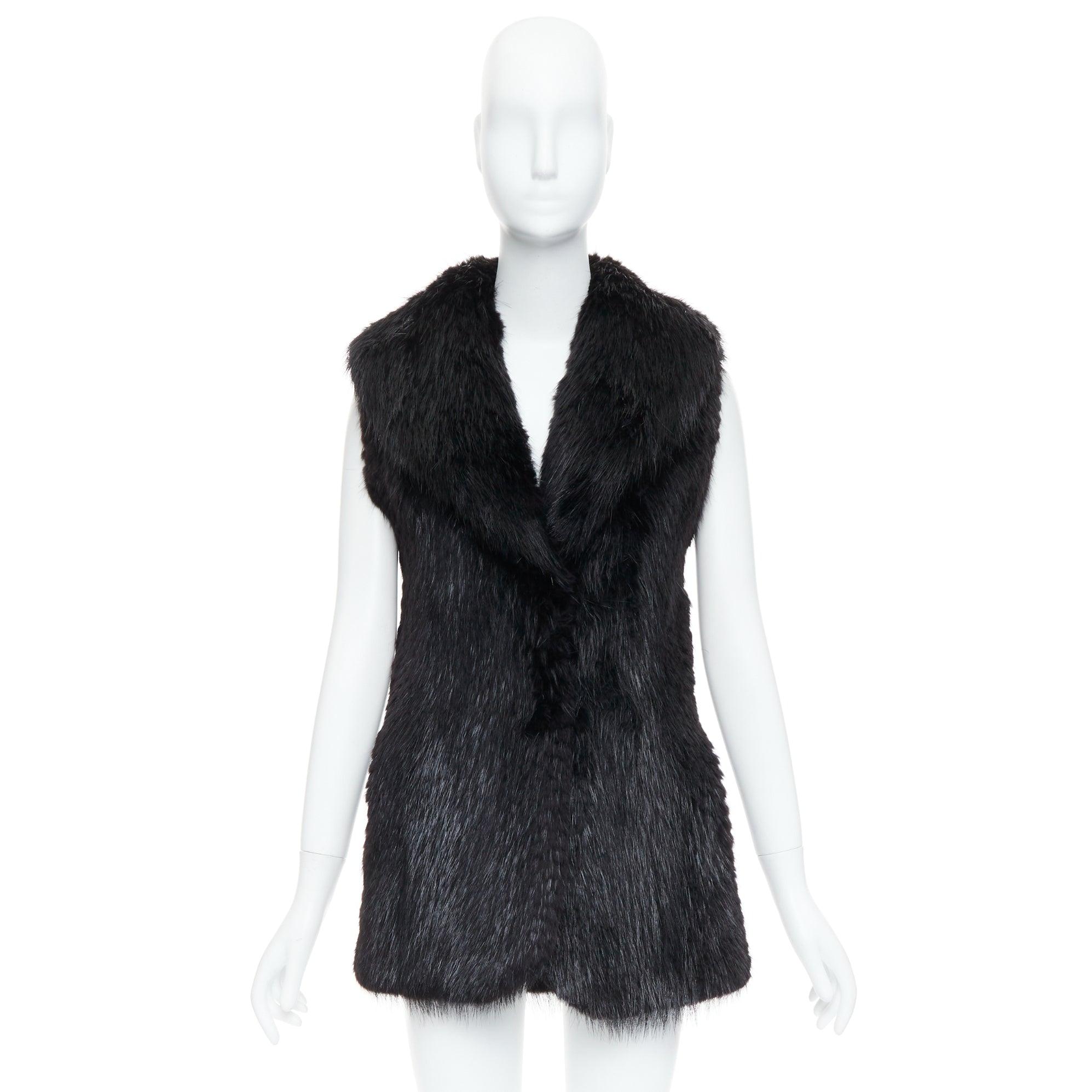 CASSIN NEW YORK - Giacca gilet con collo a scialle in vera pelliccia nera Sz.P XS in vendita 5