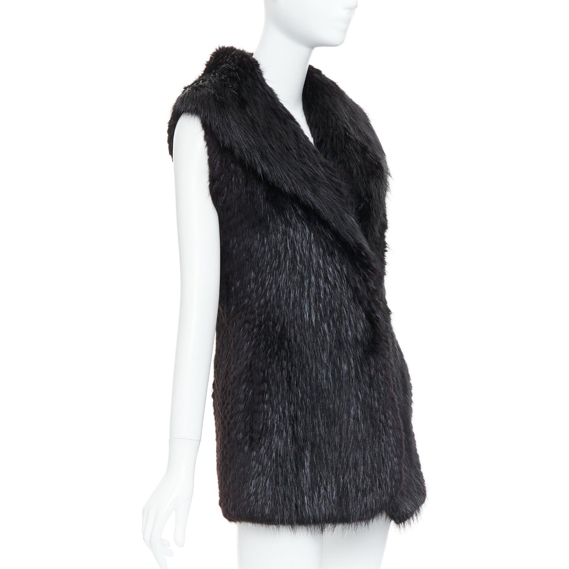 CASSIN NEW YORK - Giacca gilet con collo a scialle in vera pelliccia nera Sz.P XS In condizioni ottime in vendita a Hong Kong, NT