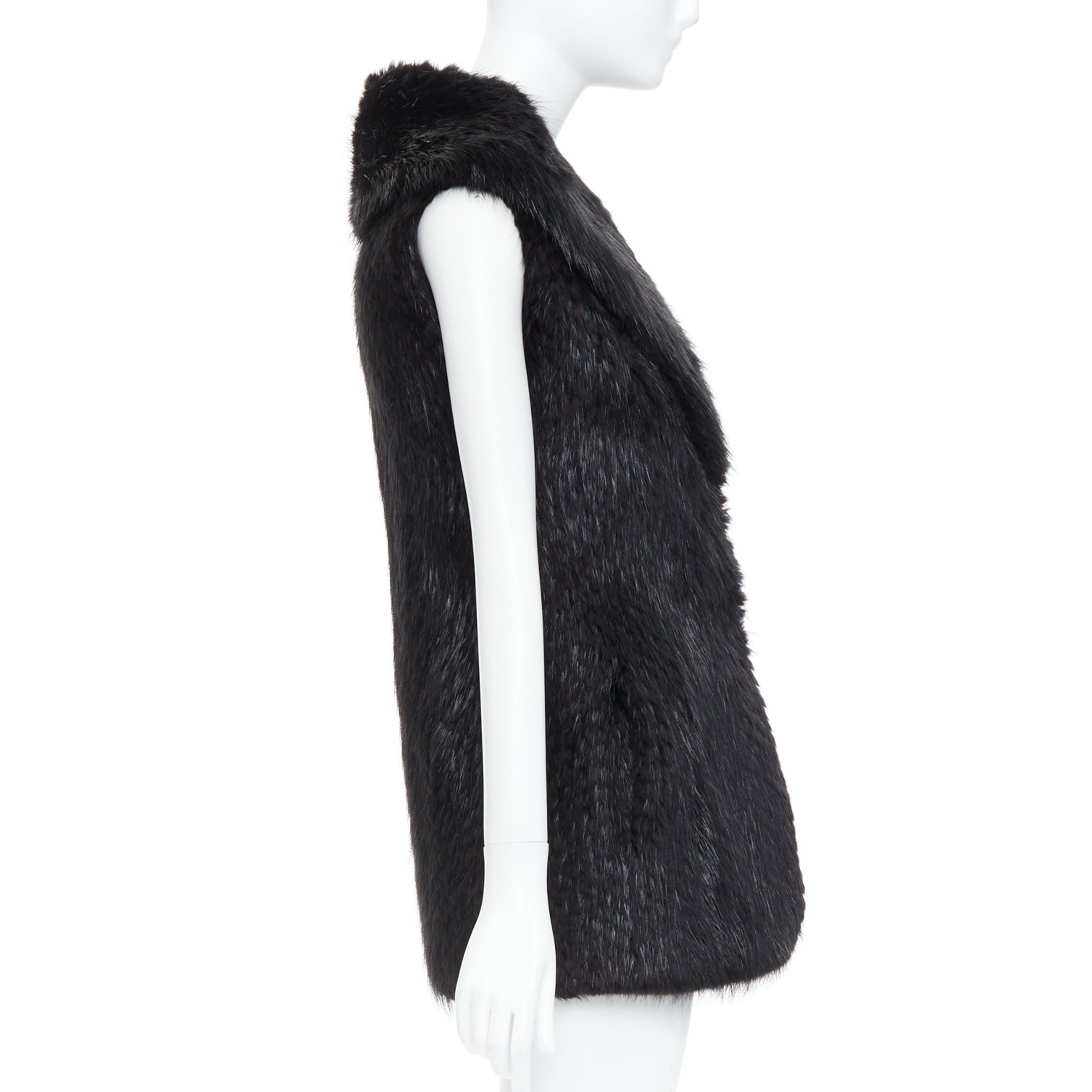 Donna CASSIN NEW YORK - Giacca gilet con collo a scialle in vera pelliccia nera Sz.P XS in vendita