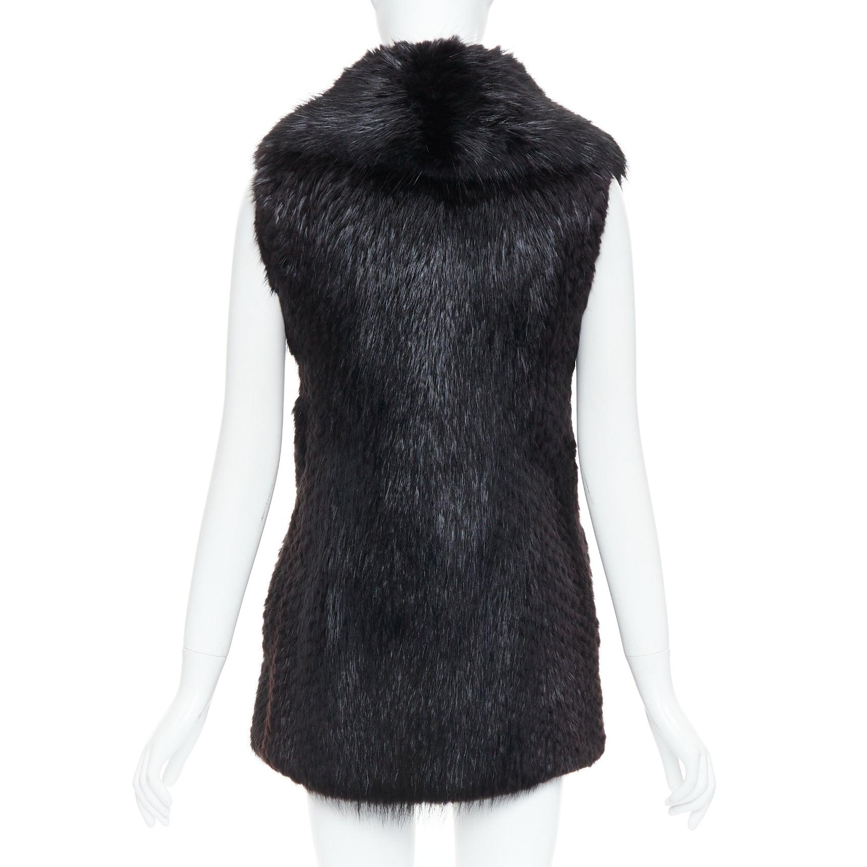 CASSIN NEW YORK - Giacca gilet con collo a scialle in vera pelliccia nera Sz.P XS in vendita 1