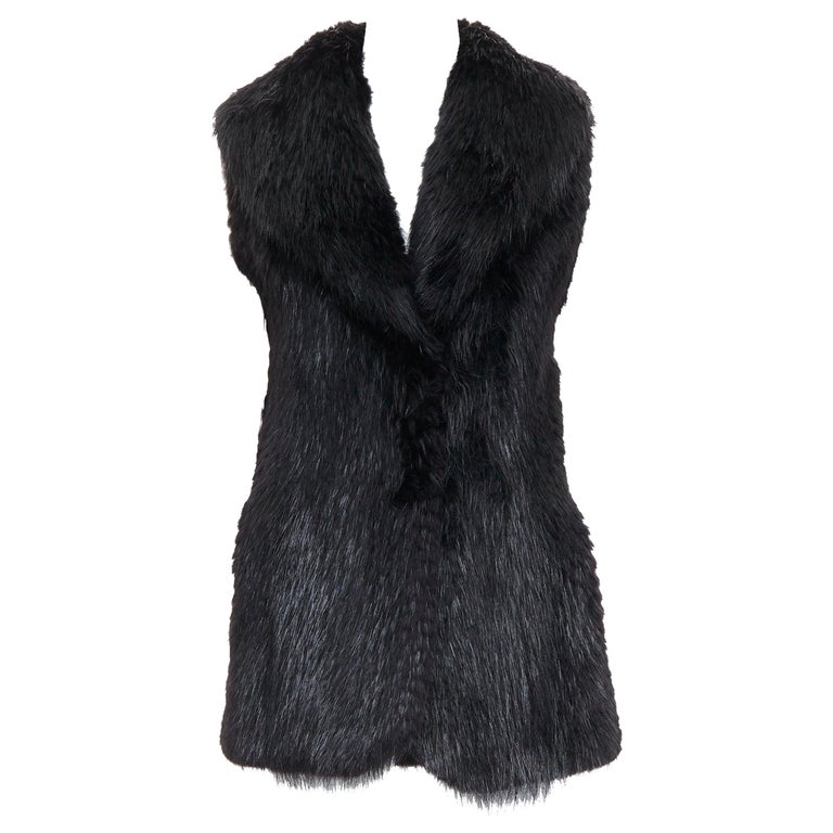 CASSIN NEW YORK schwarze Weste mit Schalkragen aus echtem Pelz Gr