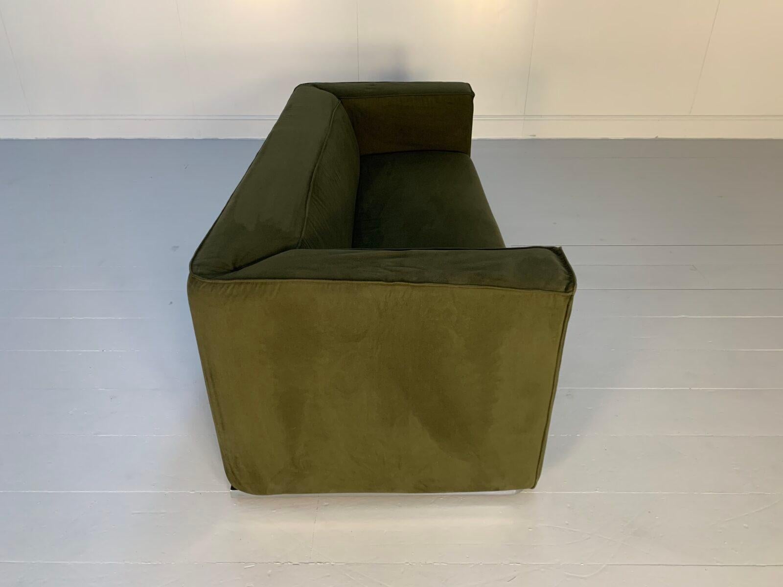 Cassina “180 Blox” 2.5 Seat Sofa – in Green Moleskin For Sale 4