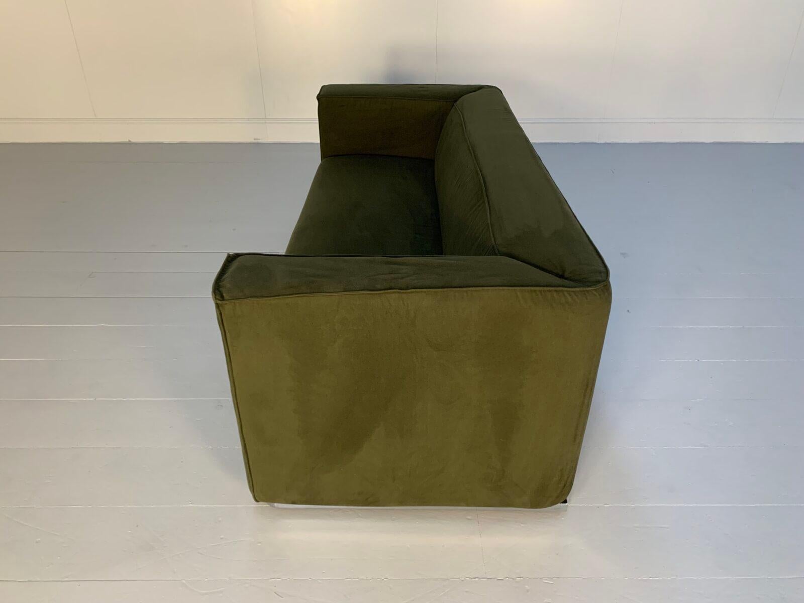 Cassina “180 Blox” 2.5 Seat Sofa – in Green Moleskin For Sale 5