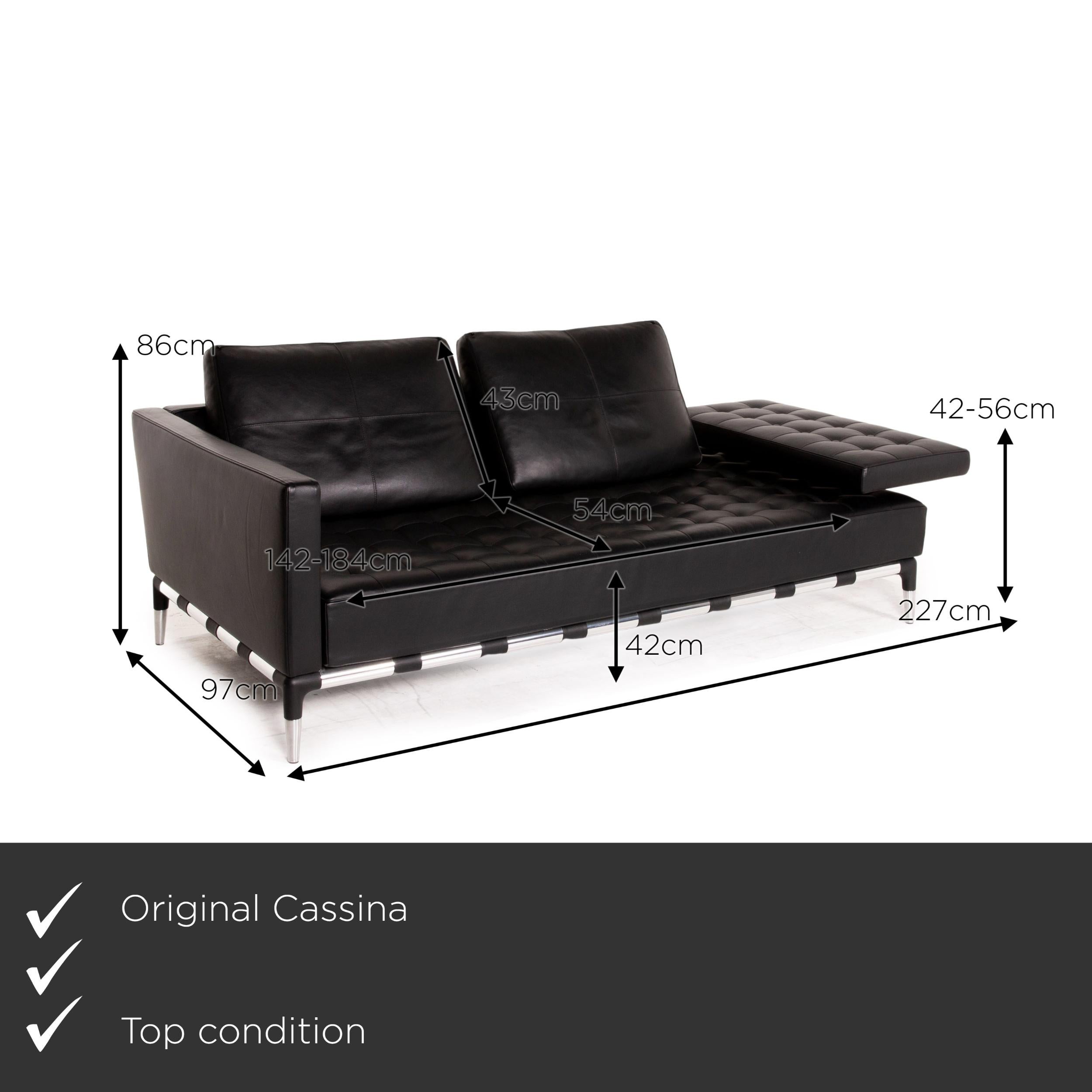 We present to you a Cassina 241 Privè Divano leather sofa black three-seater couch.


 Product measurements in centimeters:
 

Depth: 97
Width: 227
Height: 86
Seat height: 42
Rest height: 56
Seat depth: 54
Seat width: 142
Back height: