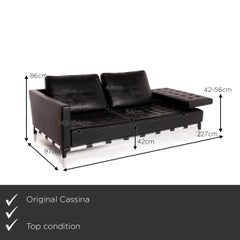 Cassina 241 Privè Divano Leather Sofa Black Three-Seater Couch
