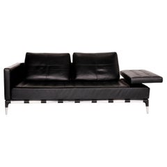 Cassina 241 Privè Divano Leather Sofa Black Three-Seater Couch