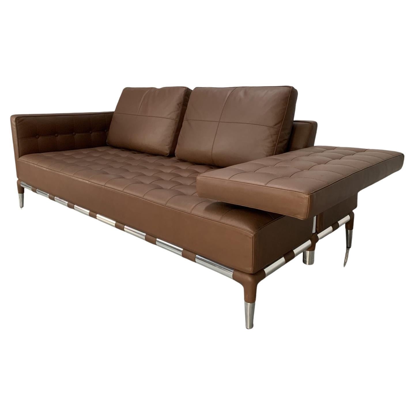 Cassina “241 Prive Divano” Sofa – in Mid-Brown “Pelle” Leather