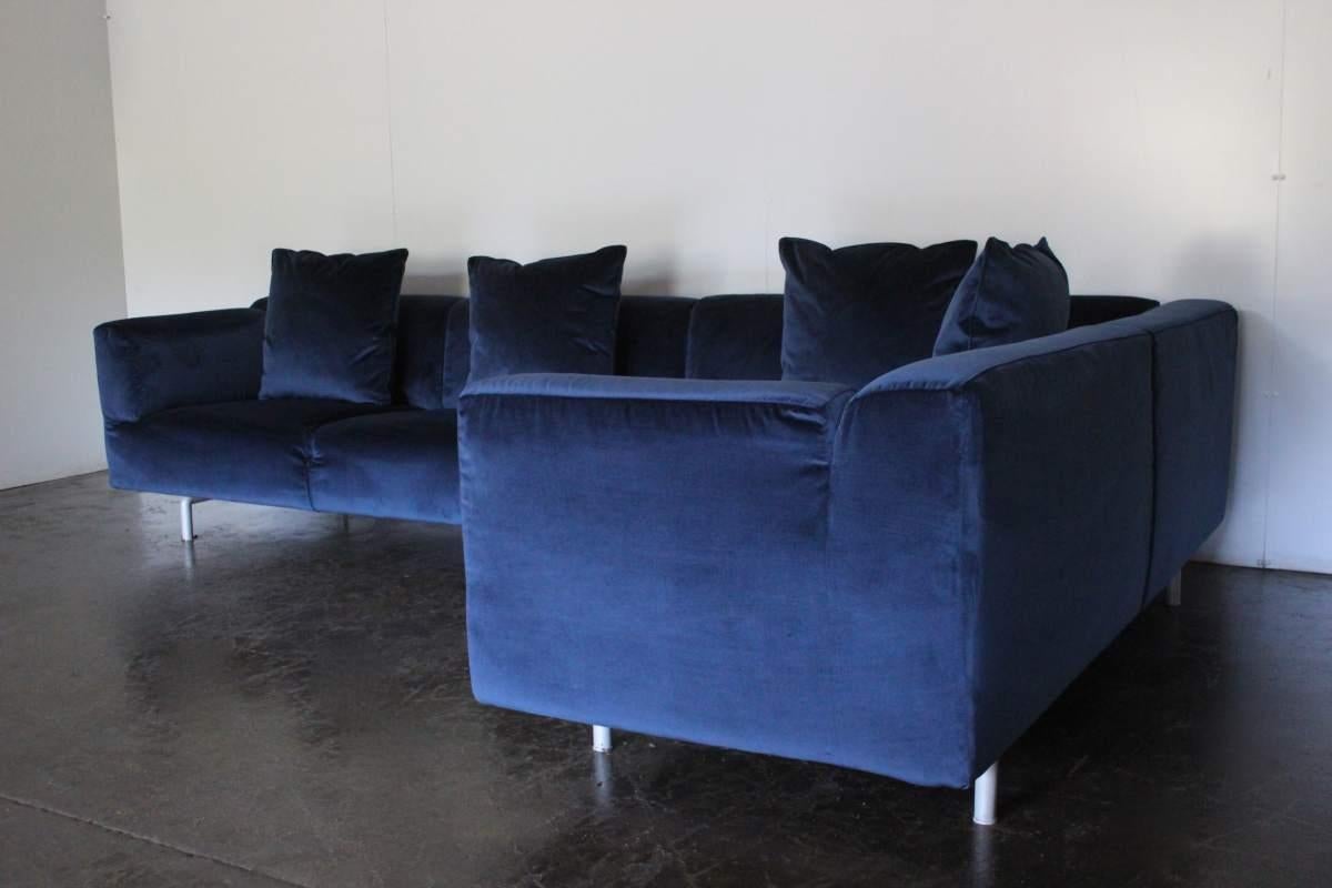 navy blue l shaped couch