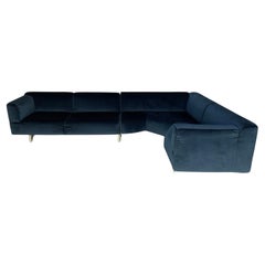 Used Cassina "250 Met" L-Shape Sectional Sofa - In Navy Blue Velvet 