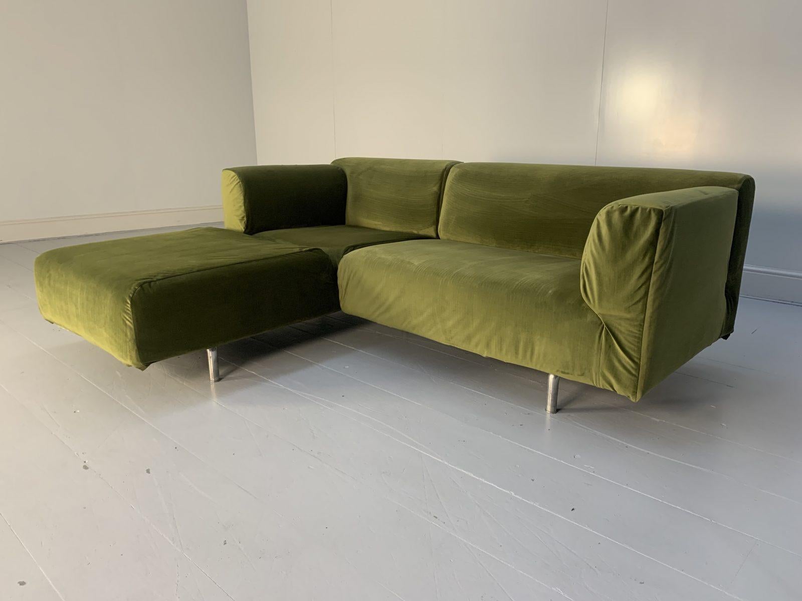 green velvet l shaped sofa