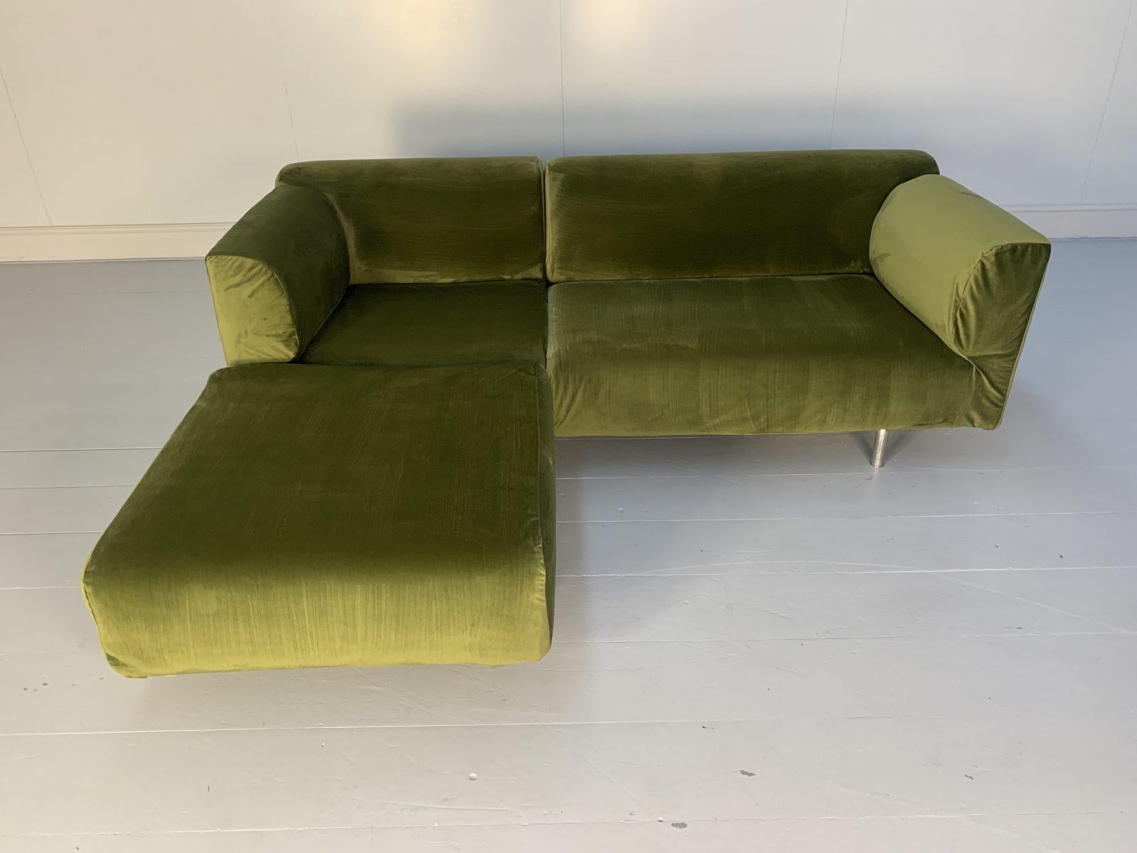 green velvet l shaped sofa
