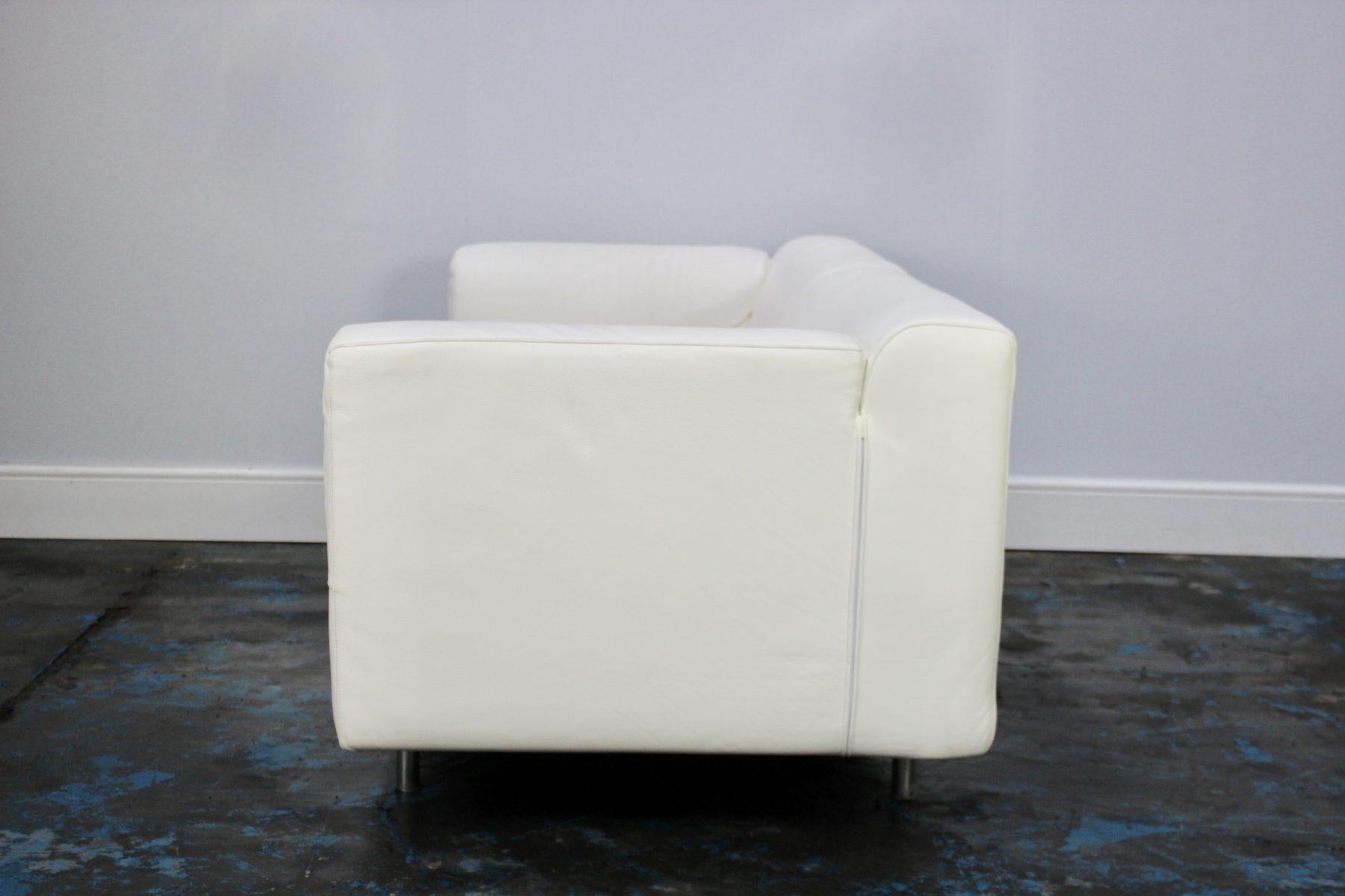 Grand canapé à 2 places Cassina 250 Met en cuir blanc craie en vente 2