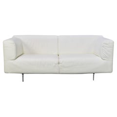 Cassina “250 Met” Large 2-Seat Sofa in Chalk White Leather