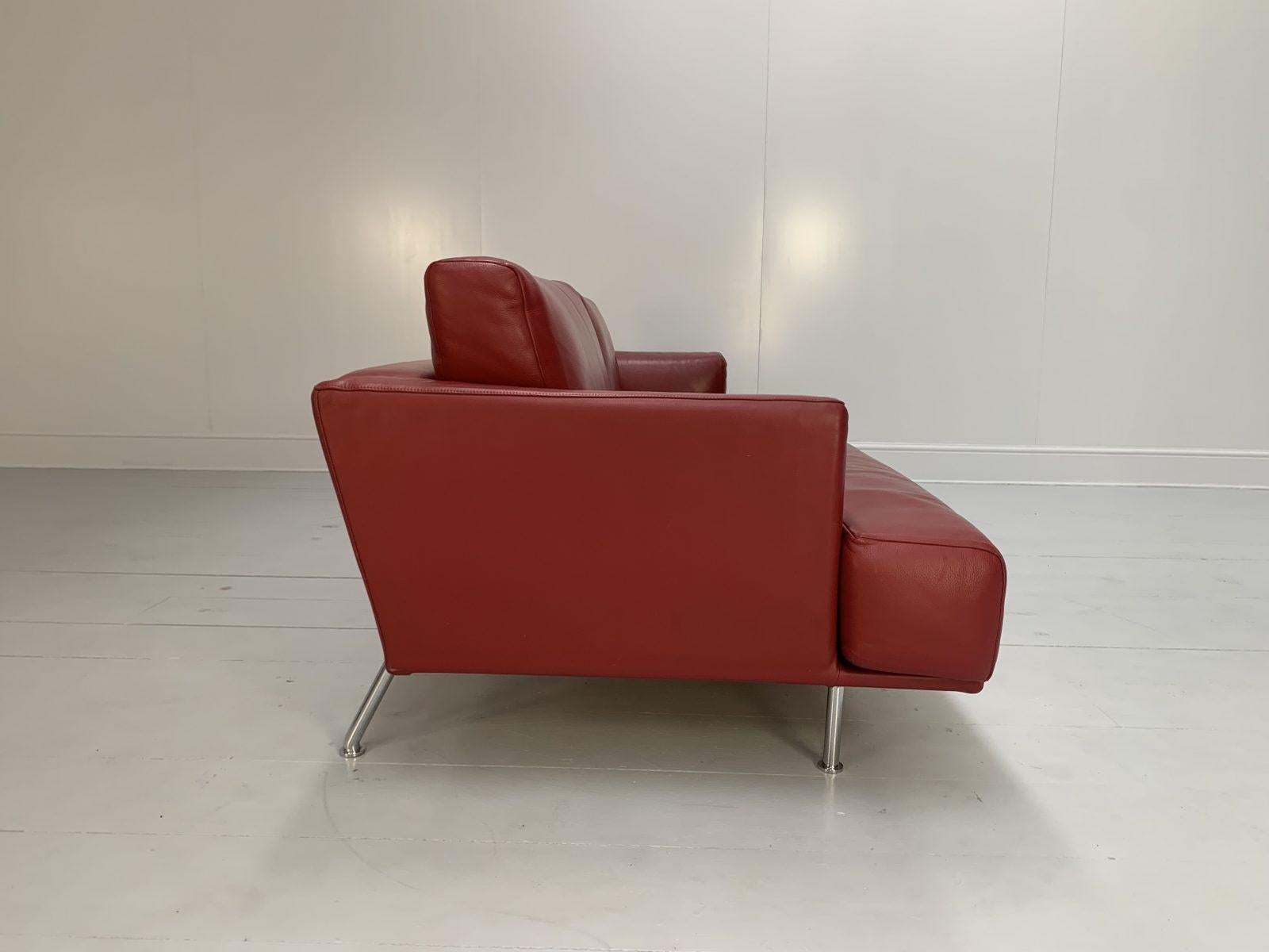 Cassina “253 Nest” 2.5-Seat Sofa & Bench Footstool – In Red “Pelle” Leather 6