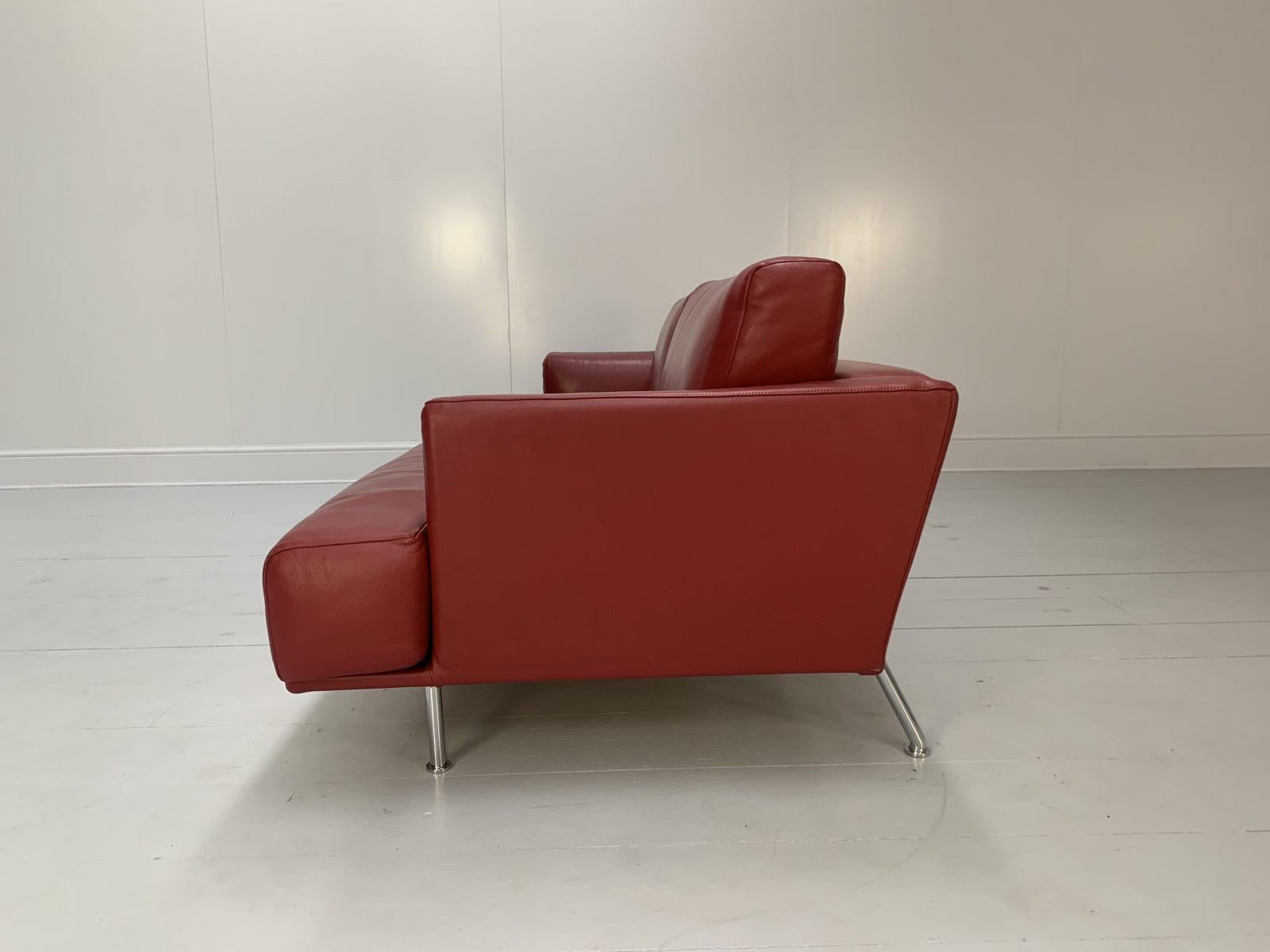 Cassina “253 Nest” 2.5-Seat Sofa & Bench Footstool – In Red “Pelle” Leather 7