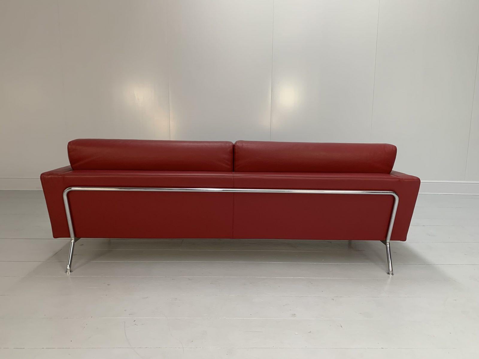 Cassina “253 Nest” 2.5-Seat Sofa & Bench Footstool – In Red “Pelle” Leather 8