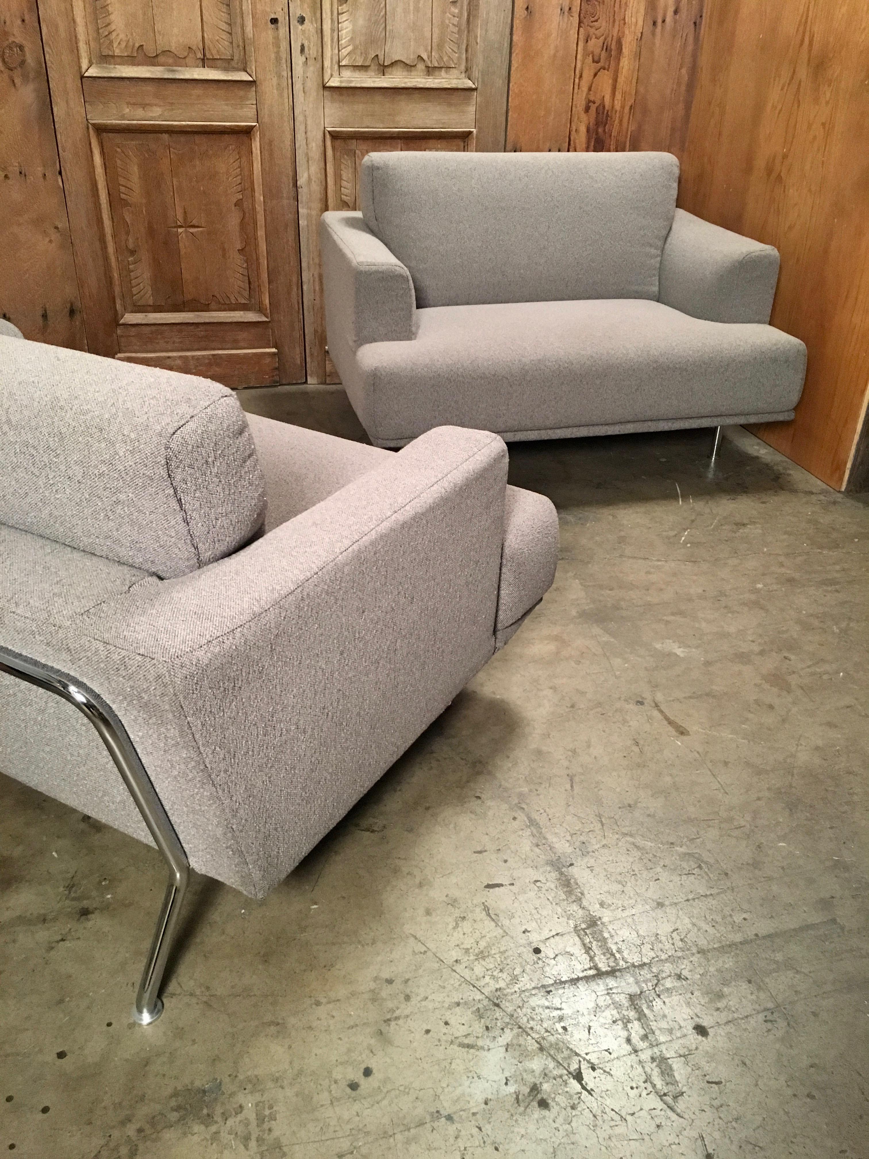 Modern Cassina “253 Nest” Chairs in Grey Wool by Piero Lissoni