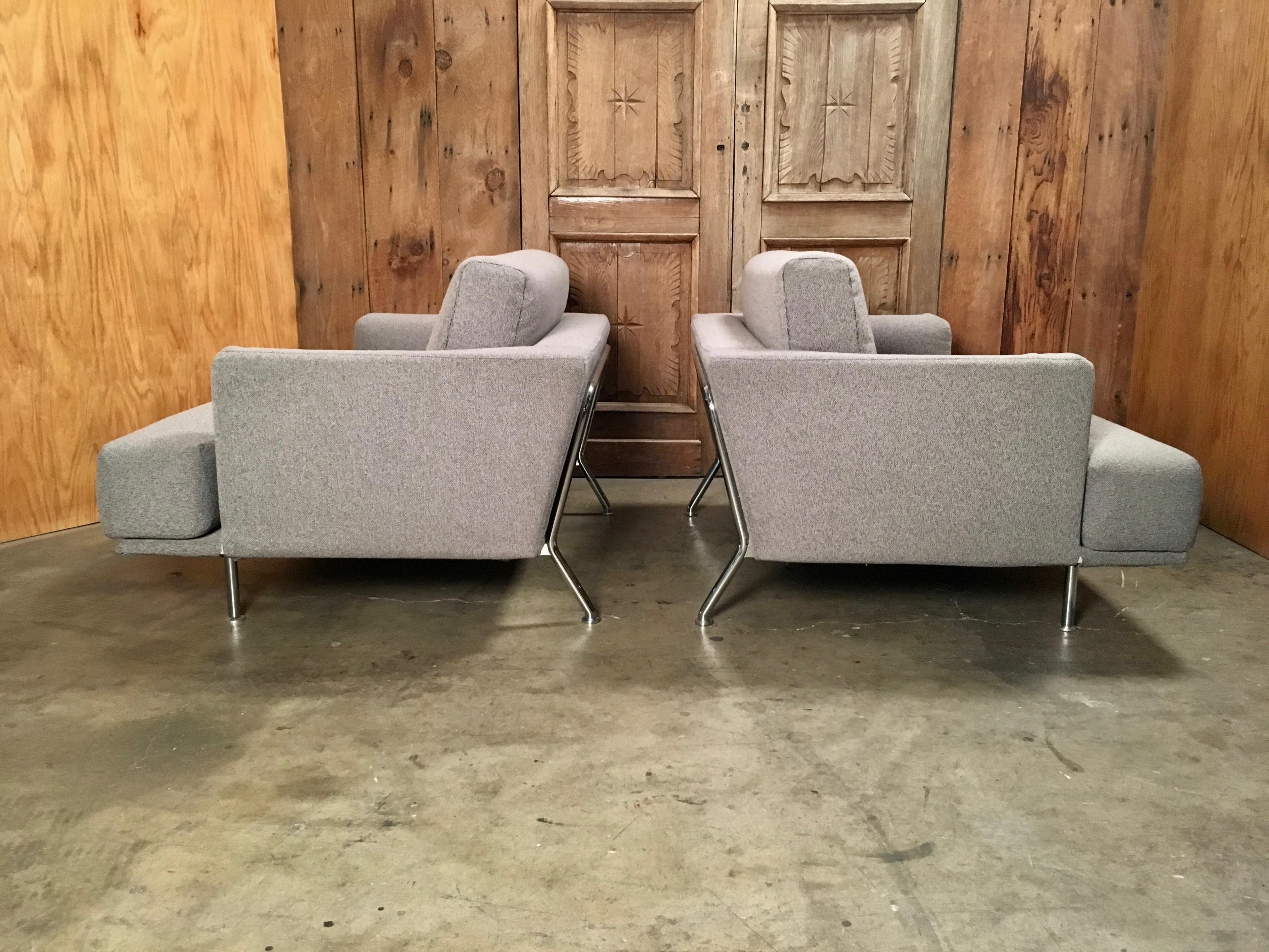 Italian Cassina “253 Nest” Chairs in Grey Wool by Piero Lissoni