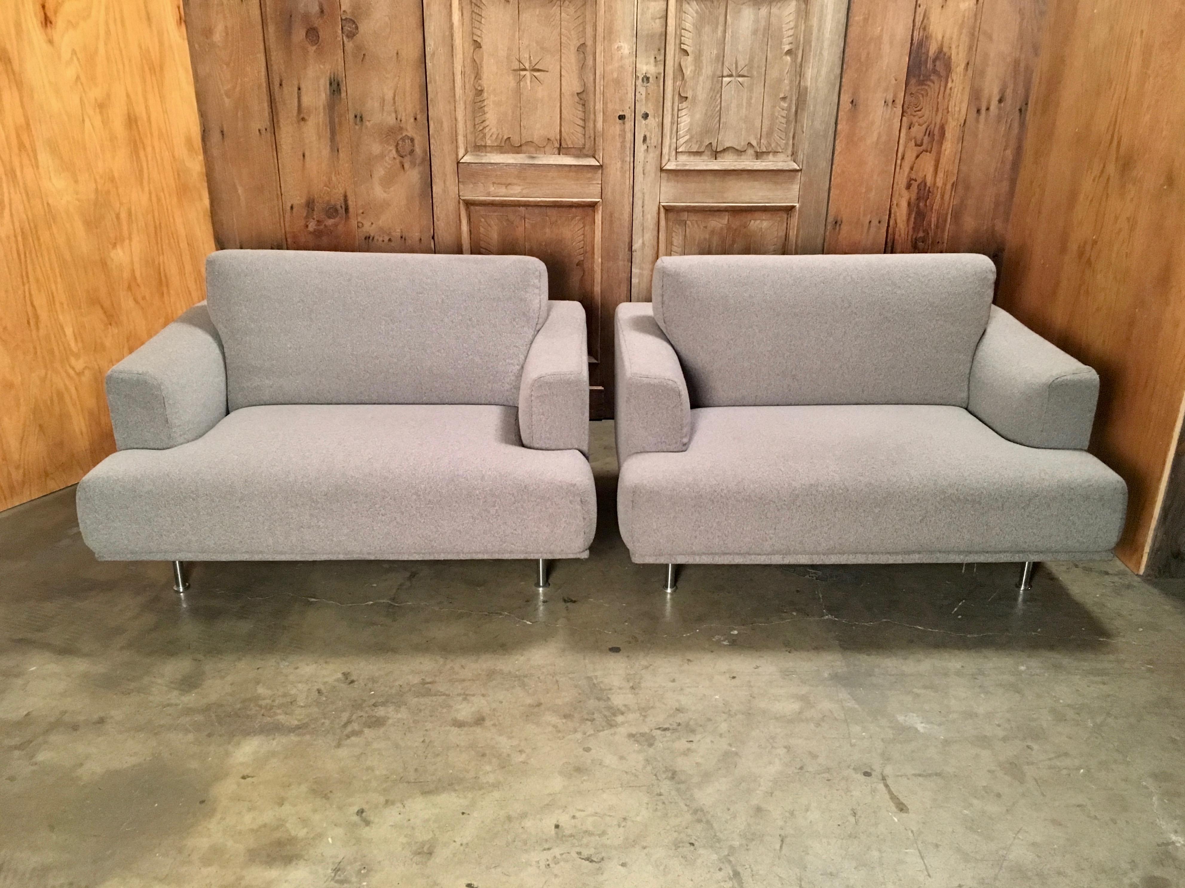 Cassina “253 Nest” Chairs in Grey Wool by Piero Lissoni In Good Condition In Denton, TX