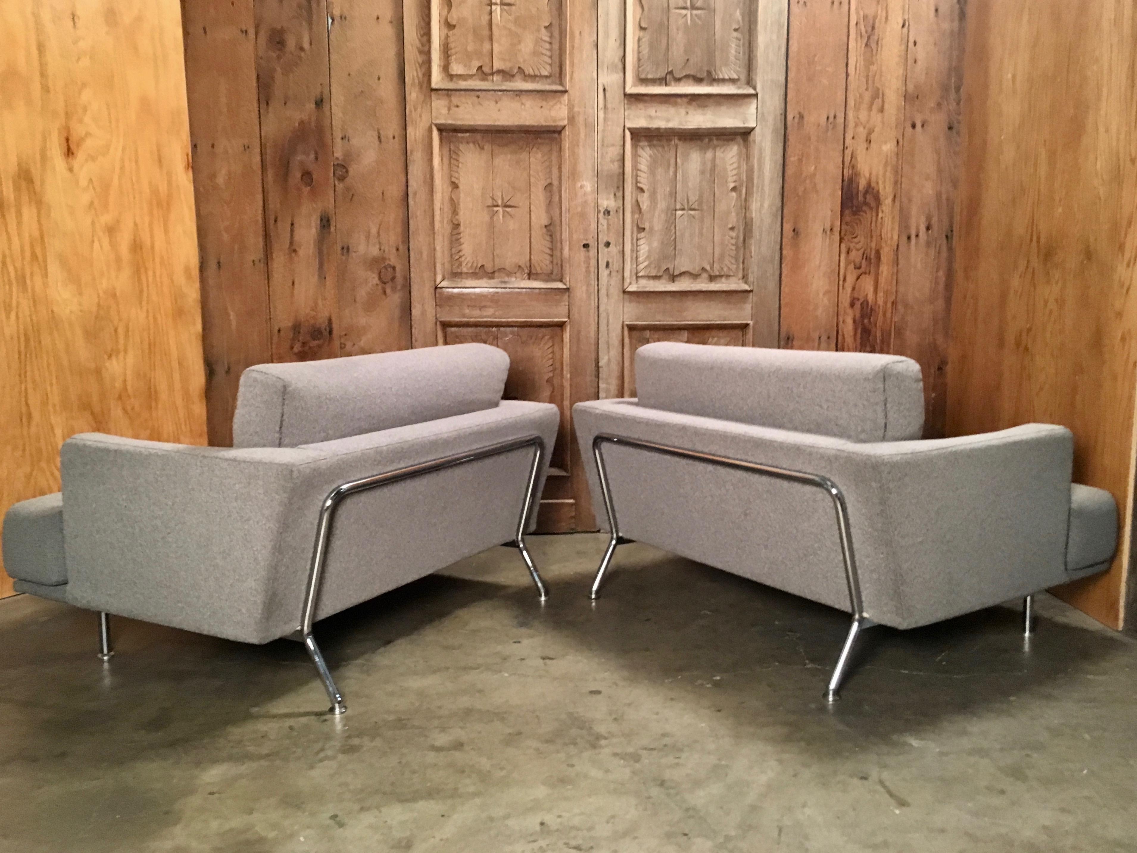 Upholstery Cassina “253 Nest” Chairs in Grey Wool by Piero Lissoni